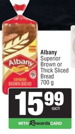 Albany Superior Brown or Thick Sliced Bread