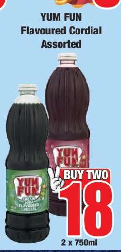 YUM FUN Flavoured Cordial Assorted