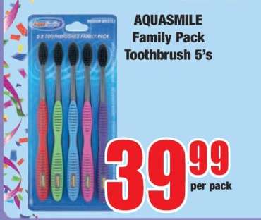 AQUASMILE Family Pack Toothbrush 5's