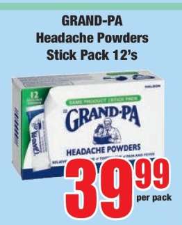 GRAND-PA Headache Powders Stick Pack 12's