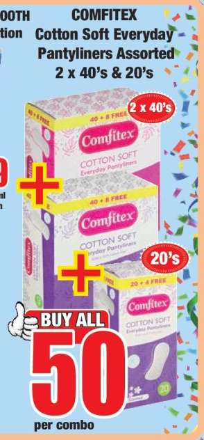 COMFITEX Cotton Soft Everyday Pantyliners Assorted 2 x 40's & 20's