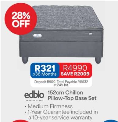 152cm Chillon Pillow-Top Base Set