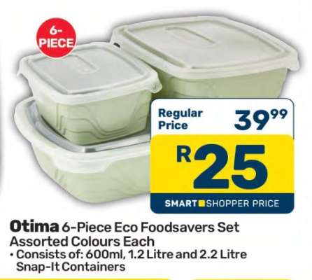 Otima 6-Piece Eco Foodsavers Set Assorted Colours Each