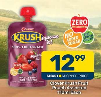 Clover Krush Fruit Pouch Assorted 110ml Each