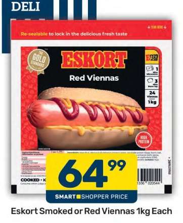 Eskort Smoked or Red Viennas 1kg Each