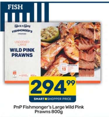 PnP Fishmonger's Large Wild Pink Prawns 800g
