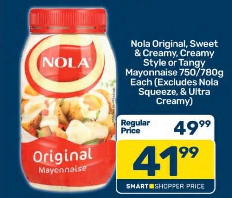 Nola Original, Sweet & Creamy, Creamy Style or Tangy Mayonnaise 750/780g