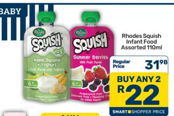 Rhodes Squish Infant Food Assorted 110ml