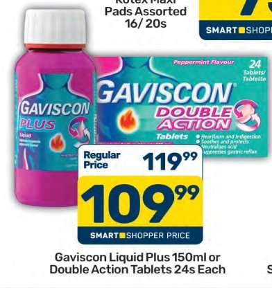 Gaviscon Liquid Plus 150ml or Double Action Tablets 24s Each