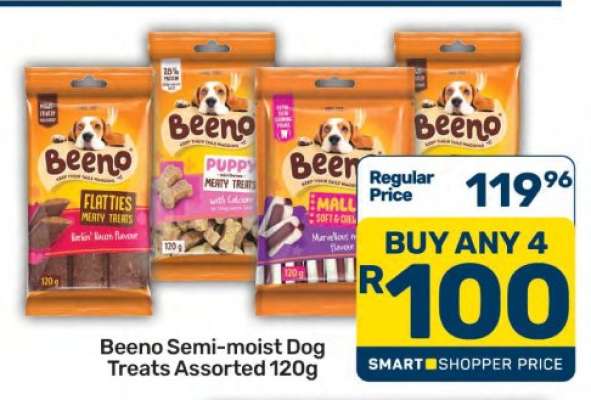 Beeno Semi-Moist Dog
Treats Assorted 120g