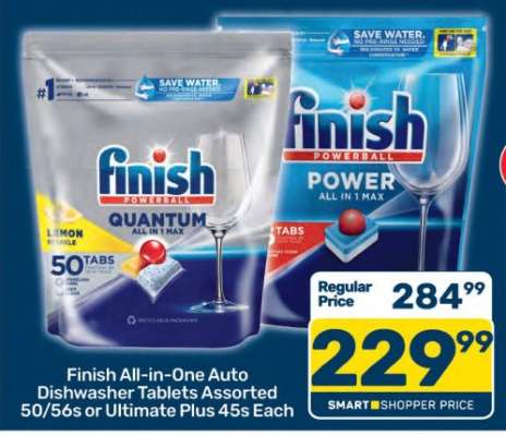 Finish All-in-One Auto Dishwasher Tablets Assorted 50/56s or Ultimate Plus 45s Each