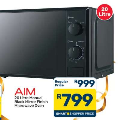 AIM 20 Litre Manual Black Mirror Finish Microwave Oven