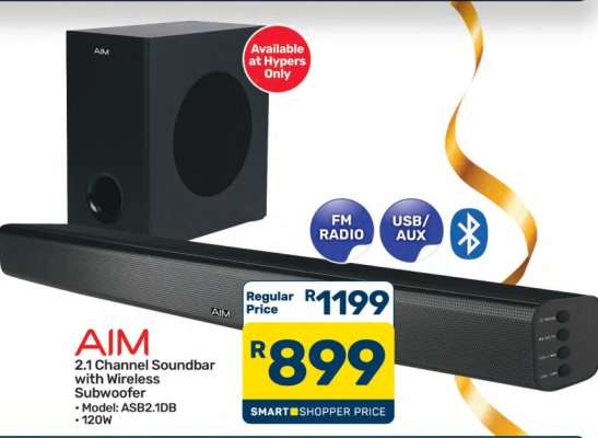 AIM 2.1 Channel Soundbar with Wireless Subwoofer