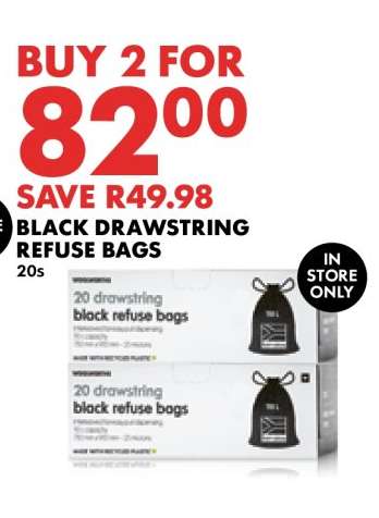 Black Drawstring Refuse Bags