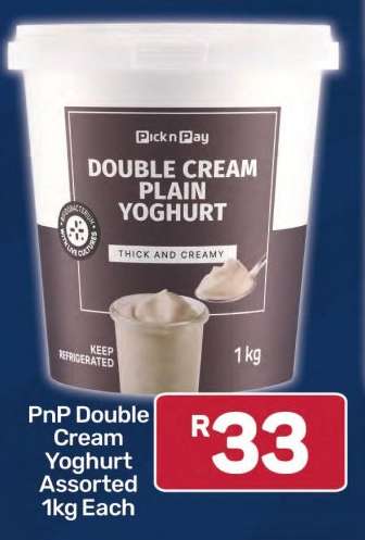 PnP Double Cream Yoghurt Assorted 1kg Each