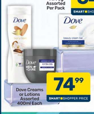 Dove Creams or Lotions Assorted 400ml Each