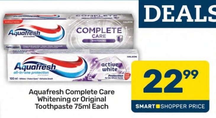 Aquafresh Complete Care Whitening or Original Toothpaste 75ml Each