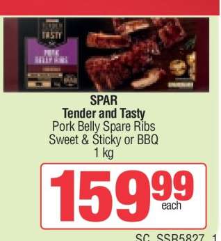 SPAR Tender and Tasty Pork Belly Spare Ribs