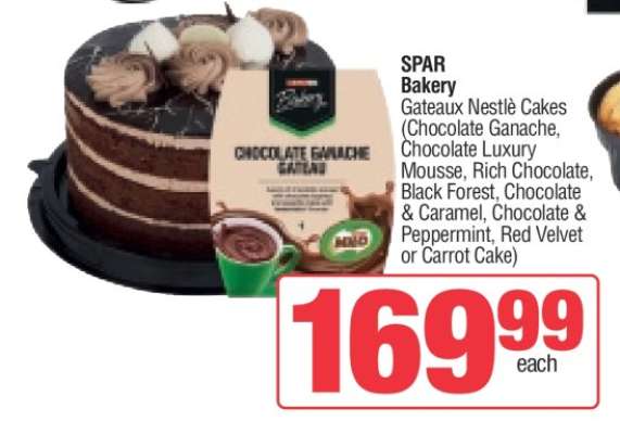 SPAR Bakery Gateaux Nestlé Cakes
