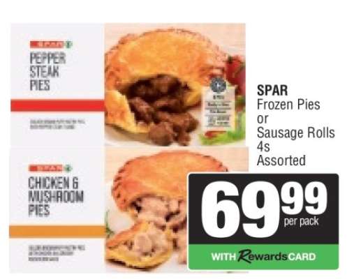 SPAR Frozen Pies or Sausage Rolls