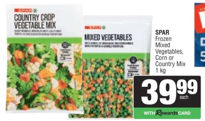 SPAR Frozen Mixed Vegetables, Corn or Country Mix