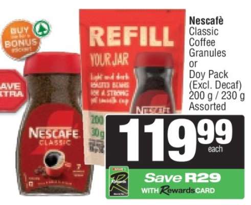 Nescafé Classic Coffee Granules or Doy Pack