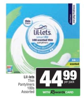 Lil-lets Thin Pantyliners 100s Assorted
