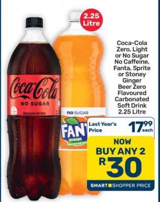 Coca-Cola, Fanta, Sprite or Stoney Ginger Beer