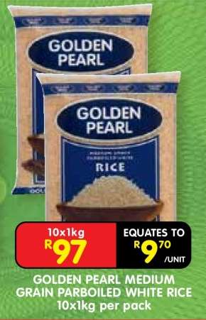 GOLDEN PEARL MEDIUM GRAIN PARBOILED WHITE RICE 10x1kg per pack