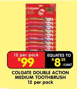 COLGATE DOUBLE ACTION MEDIUM TOOTHBRUSH 12 per pack