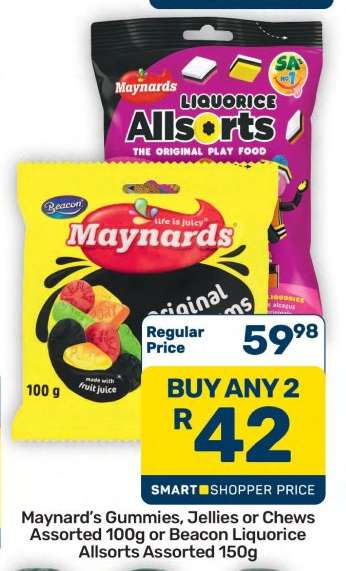 Maynard’s Gummies, Jellies or Chews Assorted 100g or Beacon Liquorice Allsorts Assorted 150g
