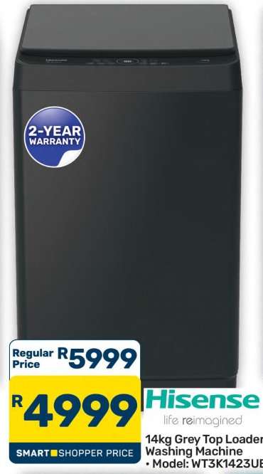 Hisense 14kg Grey Top Loader Washing Machine