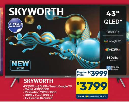 SKYWORTH 43" QLED+ Smart Google TV