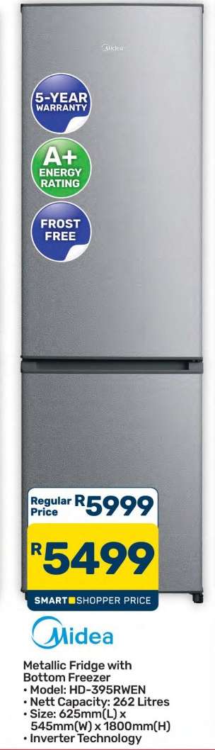 Midea Metallic Fridge with Bottom Freezer