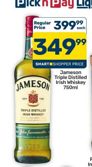 Jameson Triple Distilled Irish Whiskey 750ml