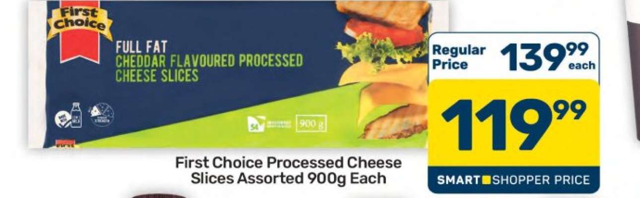 First Choice Processed Cheese Slices Assorted 900g