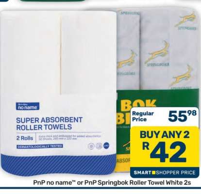 PnP no name™ or PnP Springbok Roller Towel White 2s