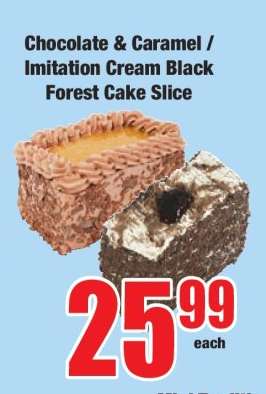 Chocolate & Caramel / Imitation Cream Black Forest Cake Slice