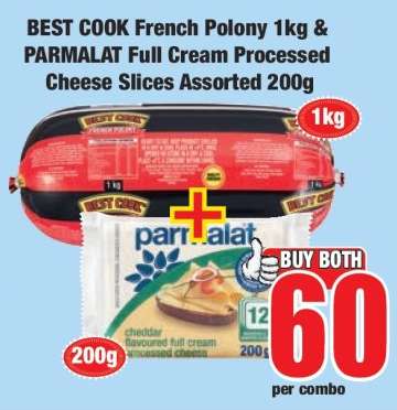 BEST COOK French Polony 1kg & PARMALAT Full Cream Processed Cheese Slices Assorted 200g