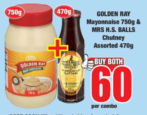 GOLDEN RAY Mayonnaise 750g & MRS H.S. BALLS Chutney Assorted 470g