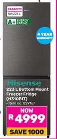 Hisense 223 L Bottom Mount Freezer Fridge (H310BIT)
