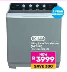 DEFY 15 kg Twin Tub Washer (DTT151)