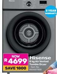 Hisense 8 kg Air Vented Tumble Dryer