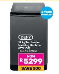 DEFY 14 kg Top Loader Washing Machine (DTL160)