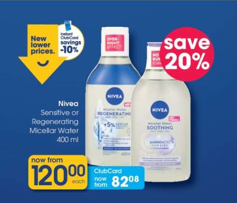 Nivea Sensitive or Regenerating Micellar Water 400 ml