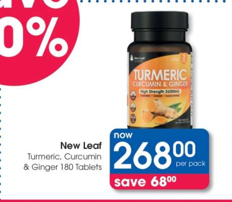 New Leaf Turmeric, Curcumin & Ginger 180 Tablets