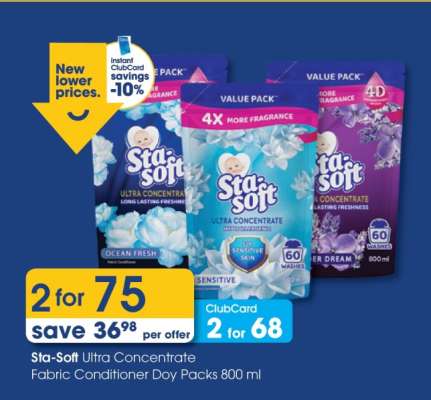 Sta-Soft Ultra Concentrate Fabric Conditioner Doy Packs 800 ml