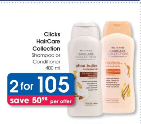 Clicks HairCare Collection Shampoo or Conditioner 400 ml