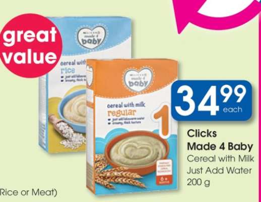 Clicks Made 4 Baby Cereal with Milk Just Add Water 200 g