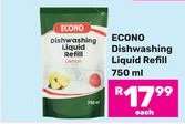 Econo Dishwashing Liquid Refill 750 ml
